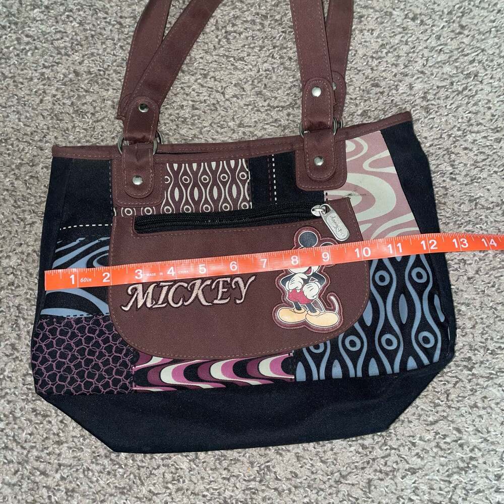 Disney Mickey Vintage Canvas Shoulder HandBag Purse Y2K patchwork - Picture 7 of 7